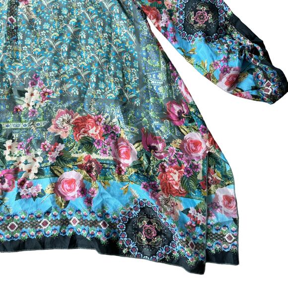 Johnny Was Besimo Silk Floral Printed Blouse - Picture 6 of 11